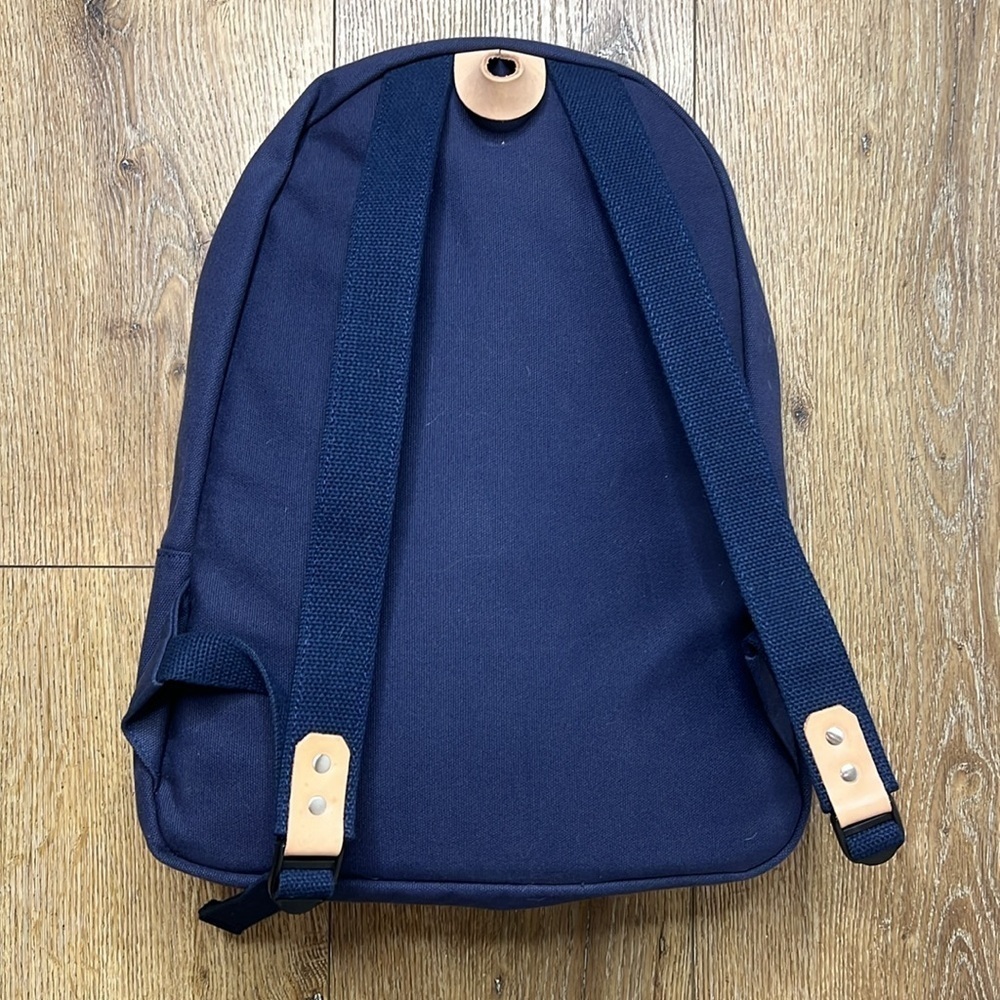 Jack + Mulligan Navy with Cream Leather Canvas Backpack - Picture 3 of 8